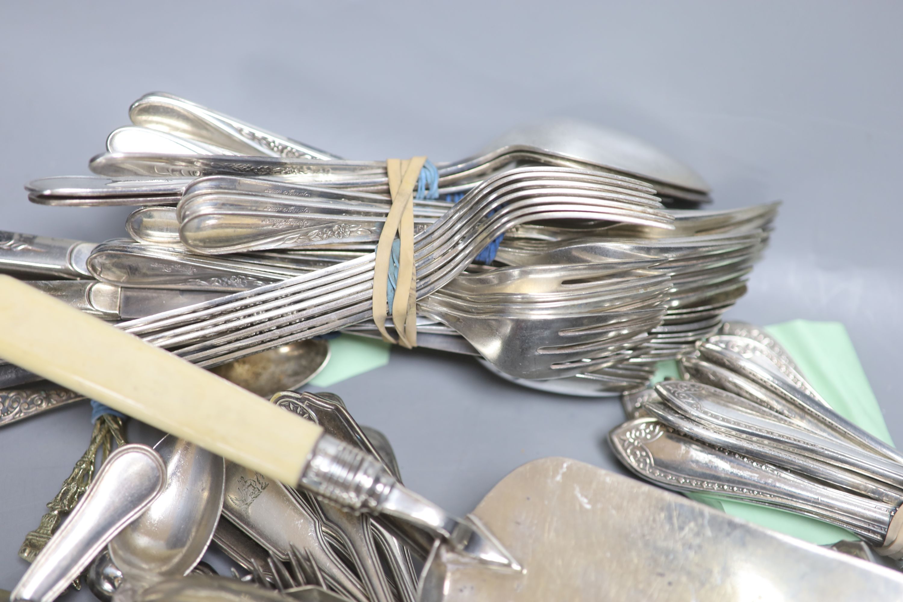 A quantity of plated cutlery